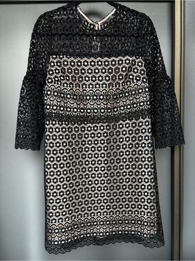 Black Lace Overlay Shift Dress - J Crew- size 6